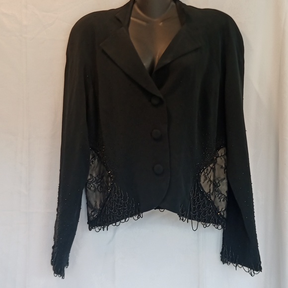 Vintage Elegant Sequin Black Women's Jacket - Picture 1 of 12